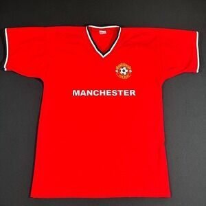 Vintage Manchester United Soccer Jersey Red Football T-Shirt Made‎ in UK Sz Med
